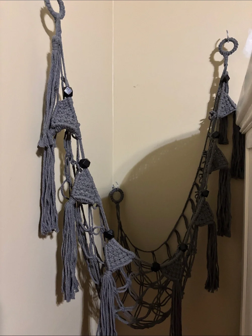 Handmade Gray Macramé Wall Hanging - Decorative Boho Accent